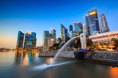The Merlion Singapore Fountain Singapur ( f11photo / stock.adobe.com)  lizenziertes Stockfoto 
Infos zur Lizenz unter 'Bildquellennachweis'